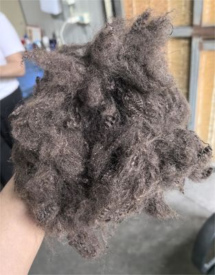 좋은 가격 재생 폴리에스터 스테이플 섬유 6D 64mm 다크 커피 브라운 온라인으로